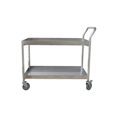 سیسبل 2 ٹیر اسٹینلیس سٹیل لیبارٹری کارٹ پہیے پر